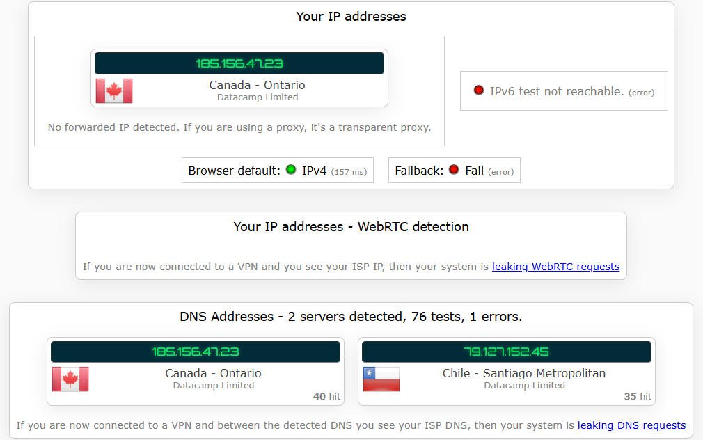 Avast SecureLine VPN's kill switch test results (pass)