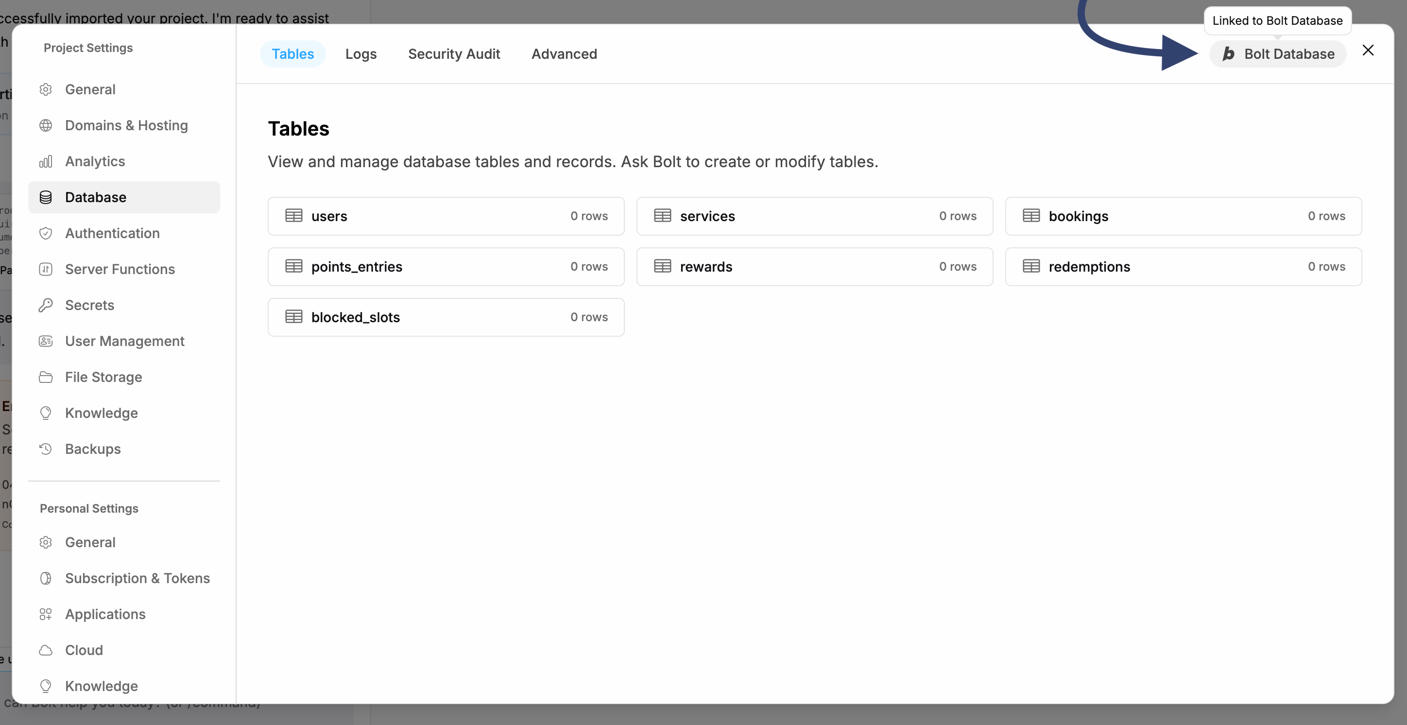Bolt.new database choices