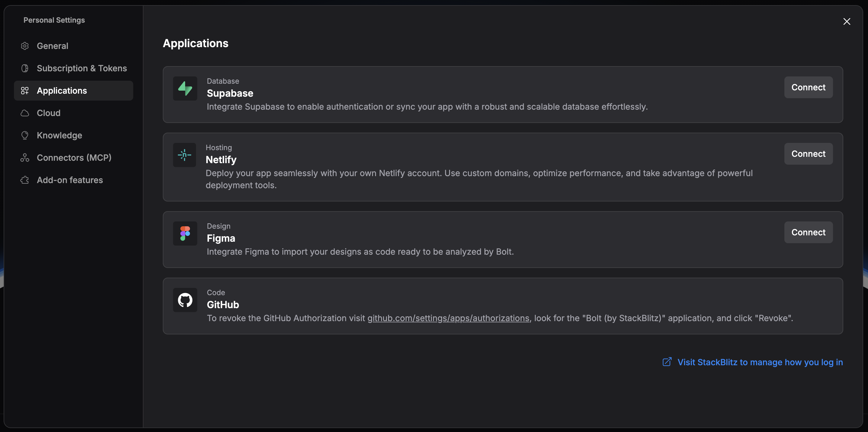 Bolt.new integrations