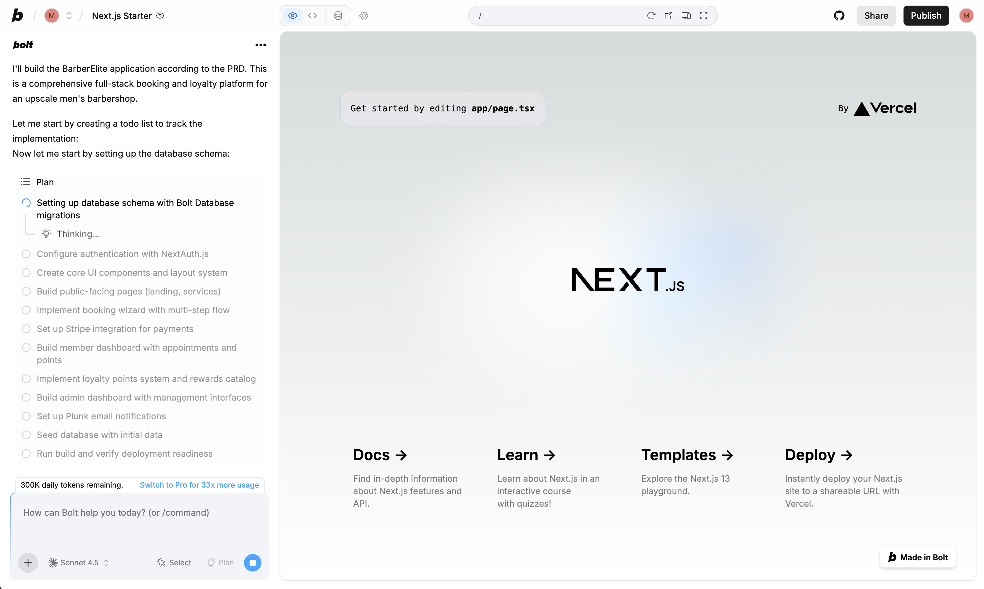 Drafting initial prompt for Bolt.new review