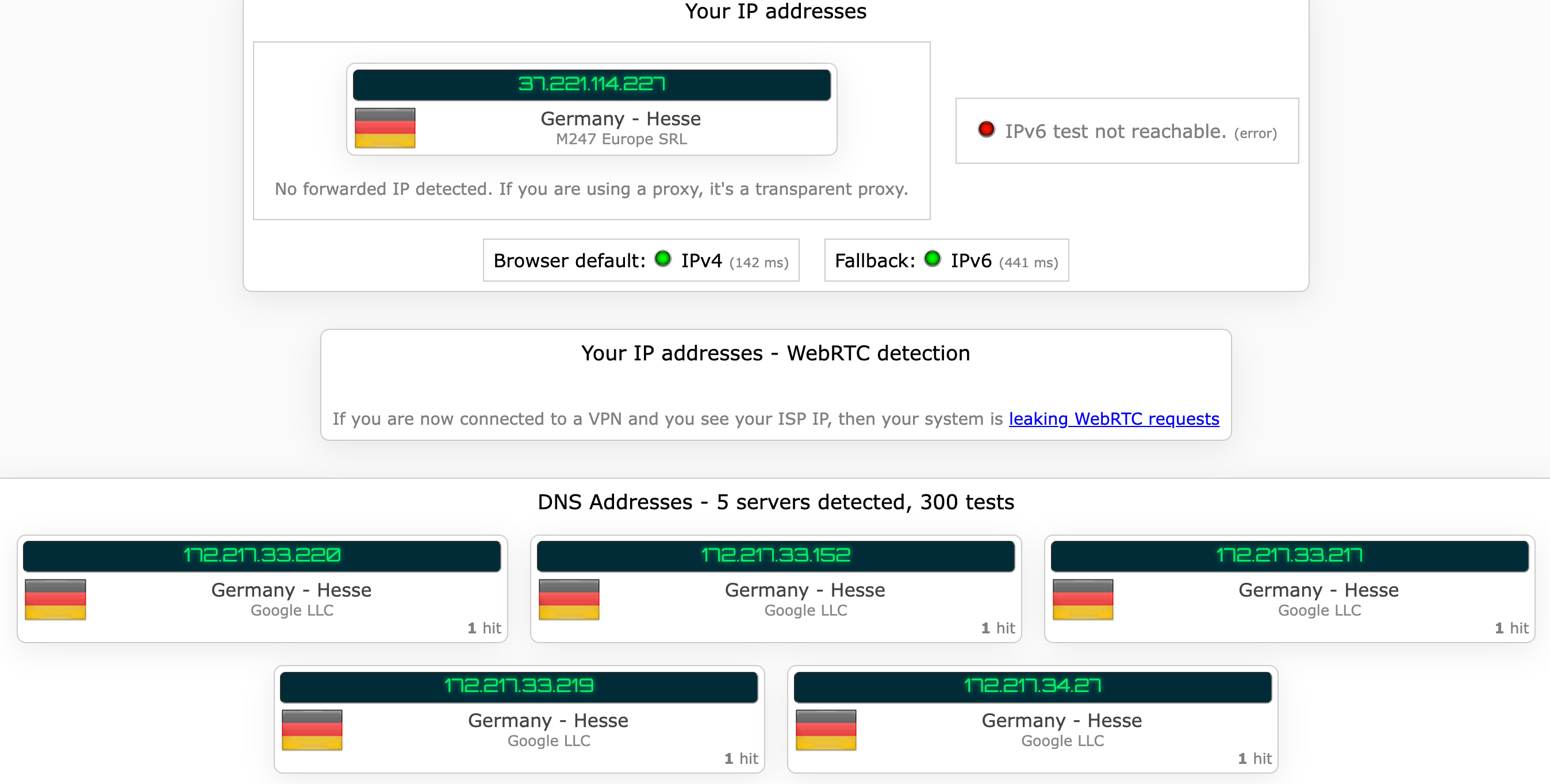 Total VPN's kill switch test results (passed)