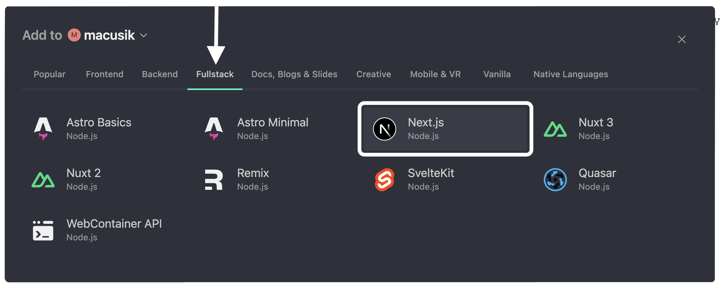 Bolt.new tech stack options