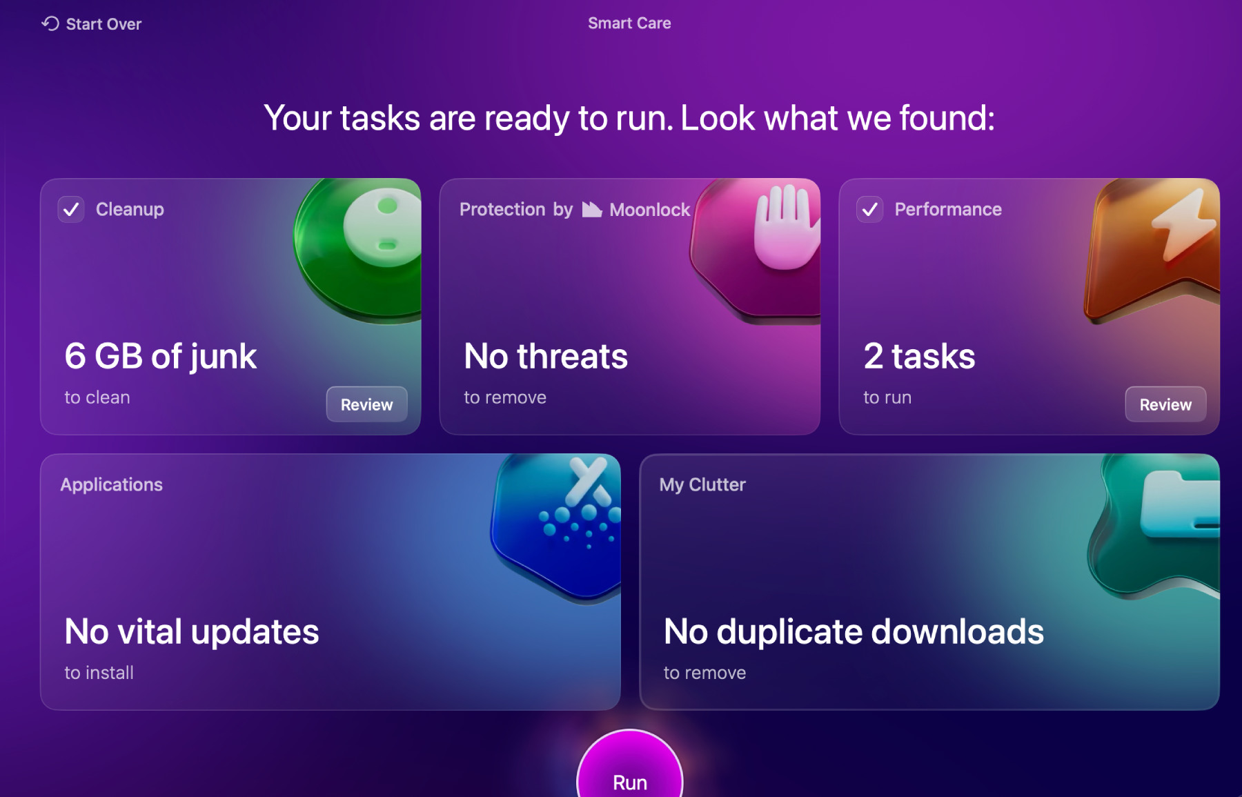 CleanMyMac Smart Care Scan results