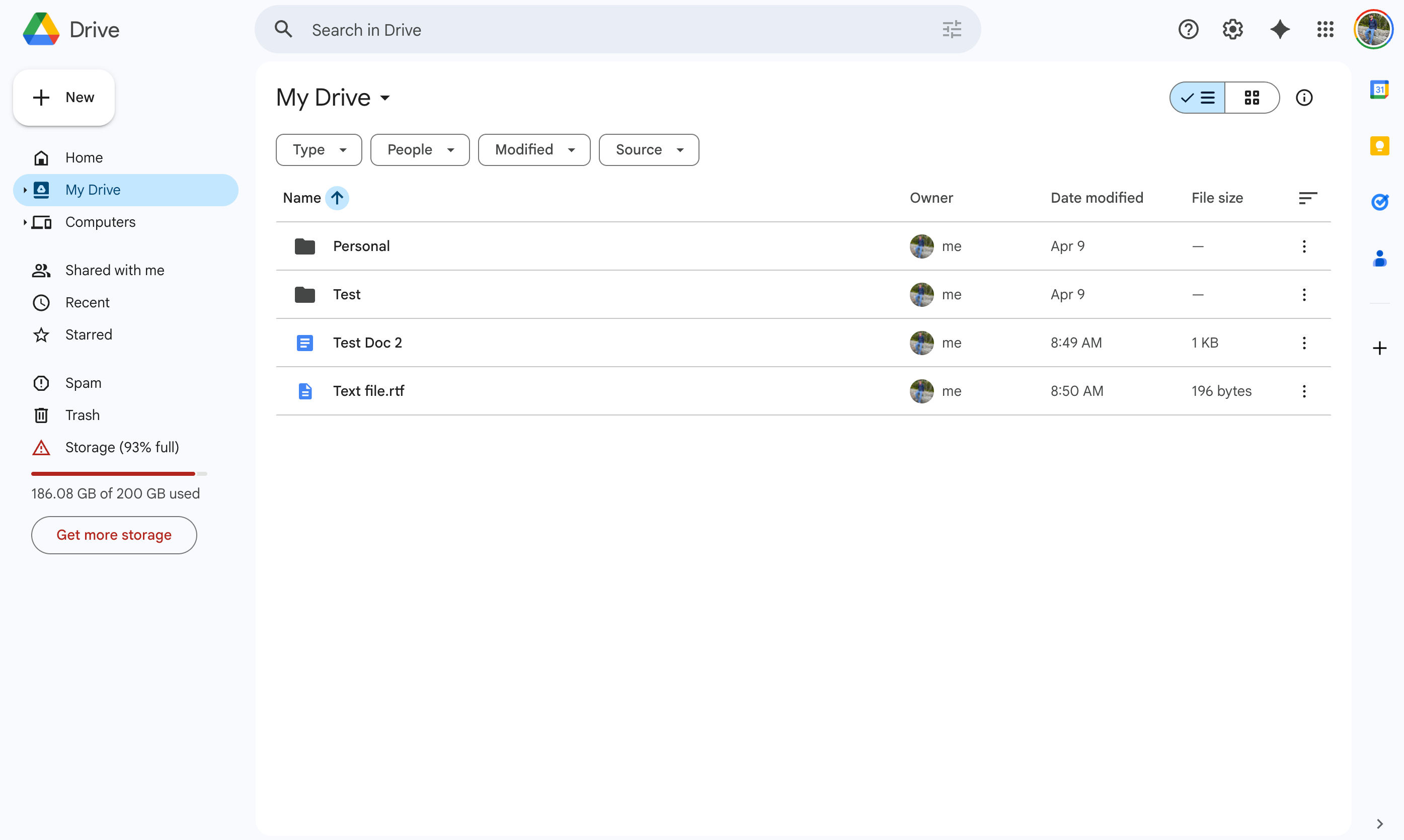 My Drive folder view