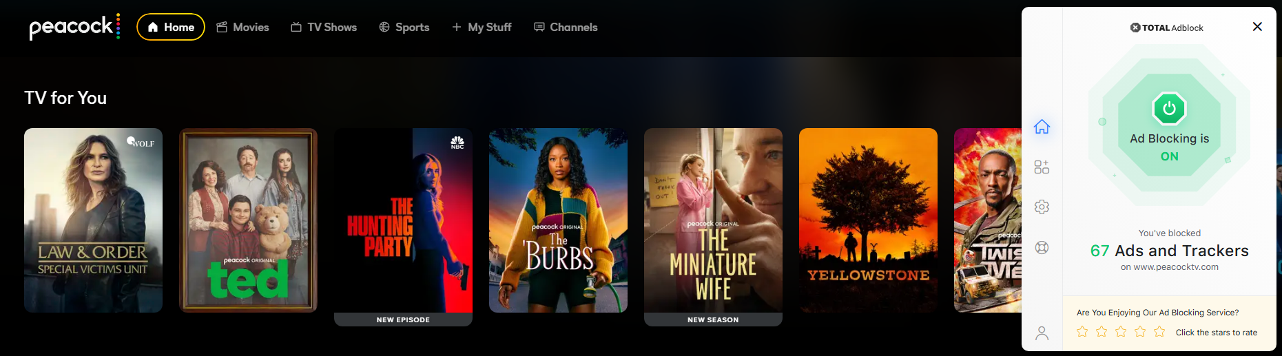 Block ads on Peacock with Total Adblock