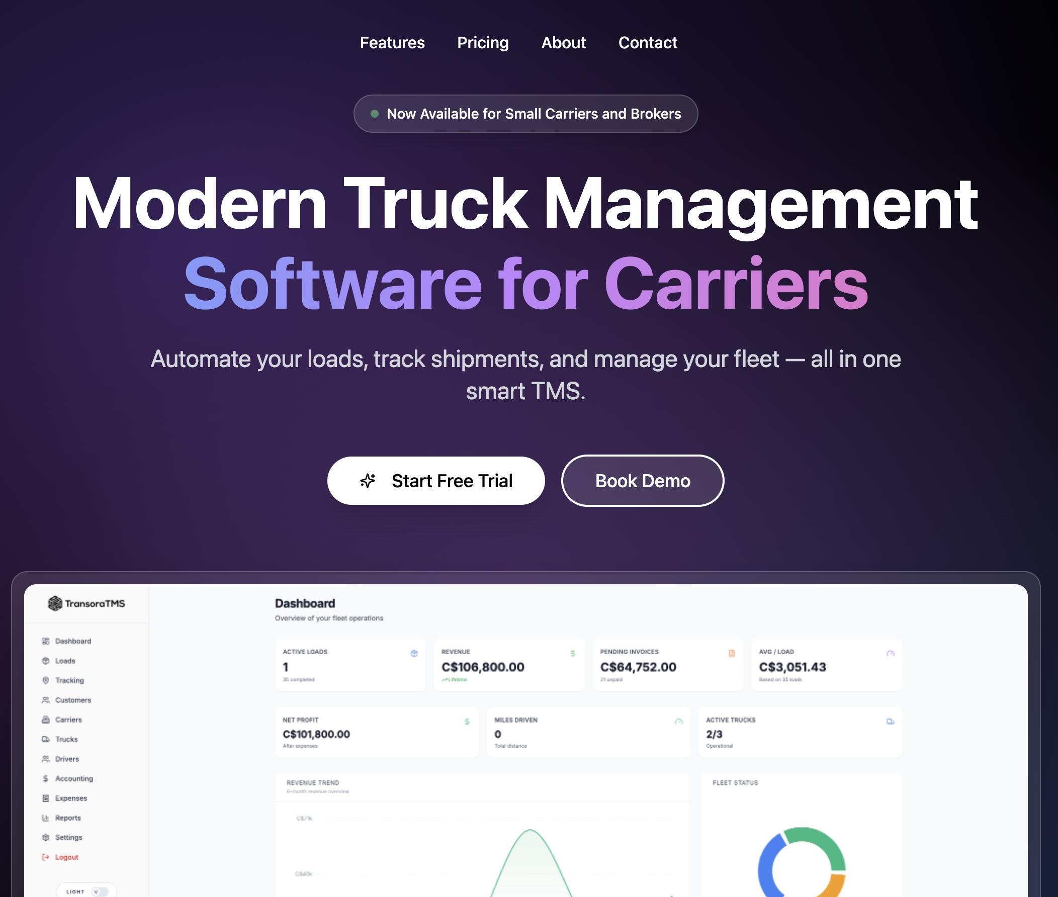 TransoraTMS built with Base44 AI app builder