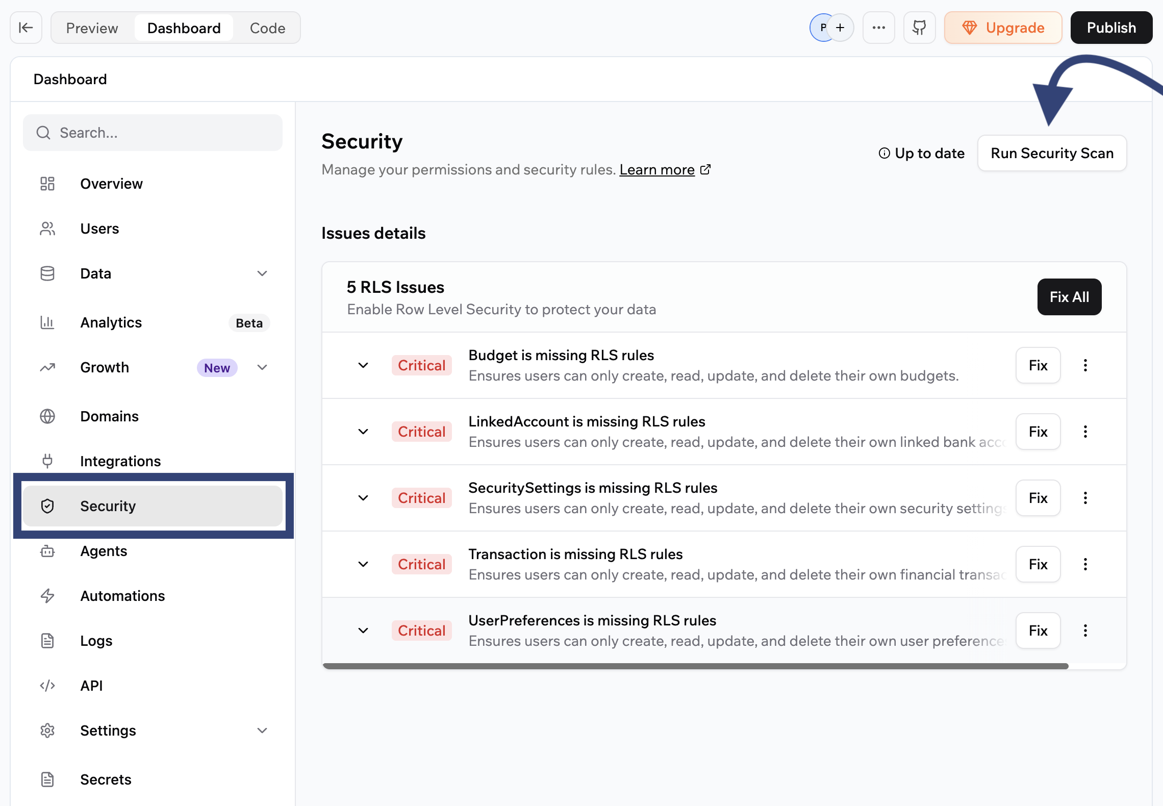 Base44 security scanner