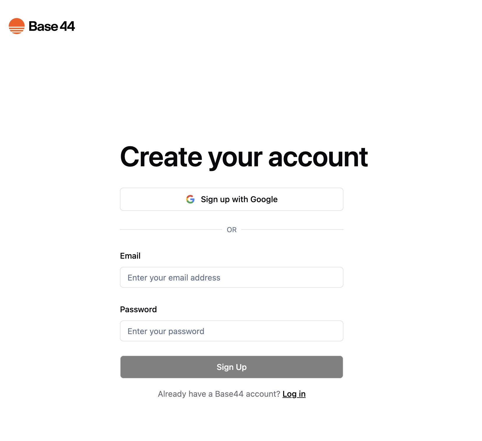 Create Base44 account