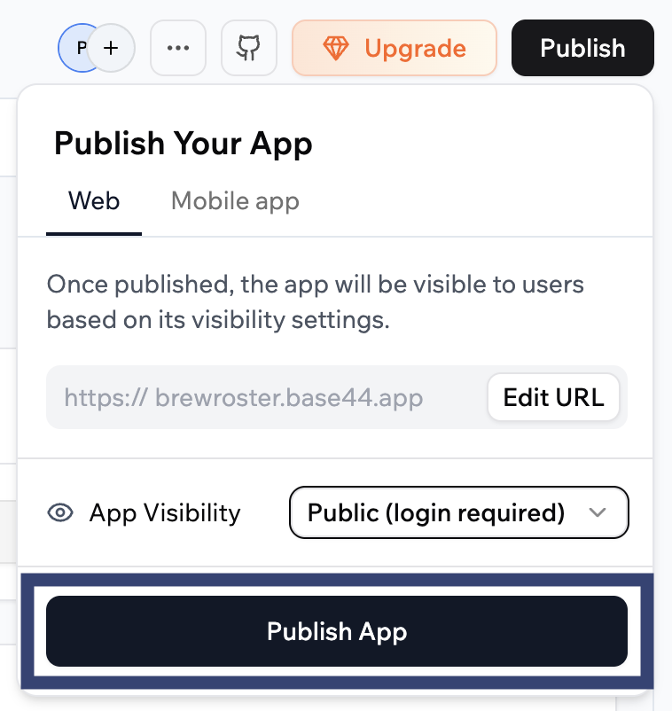 Publish Base44 app