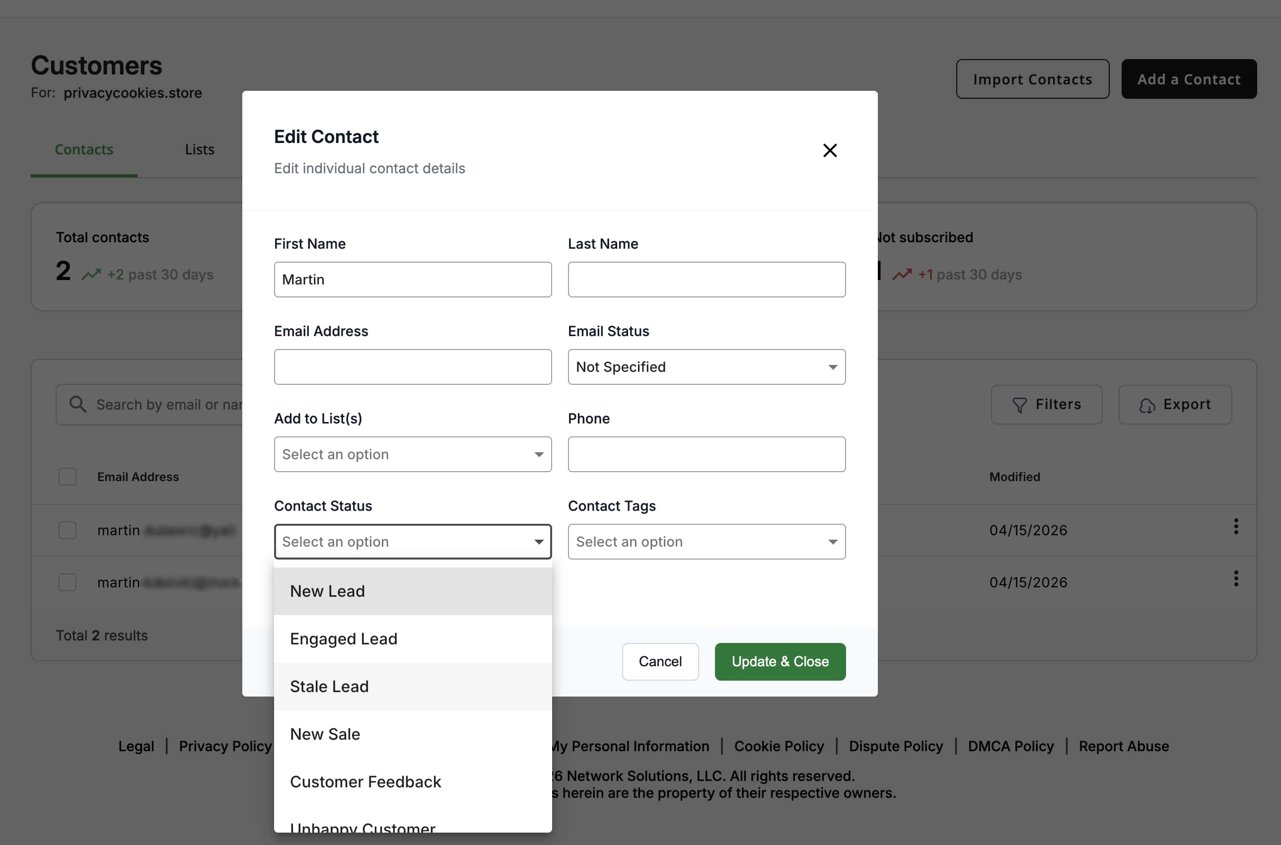 Network Solutions CRM app