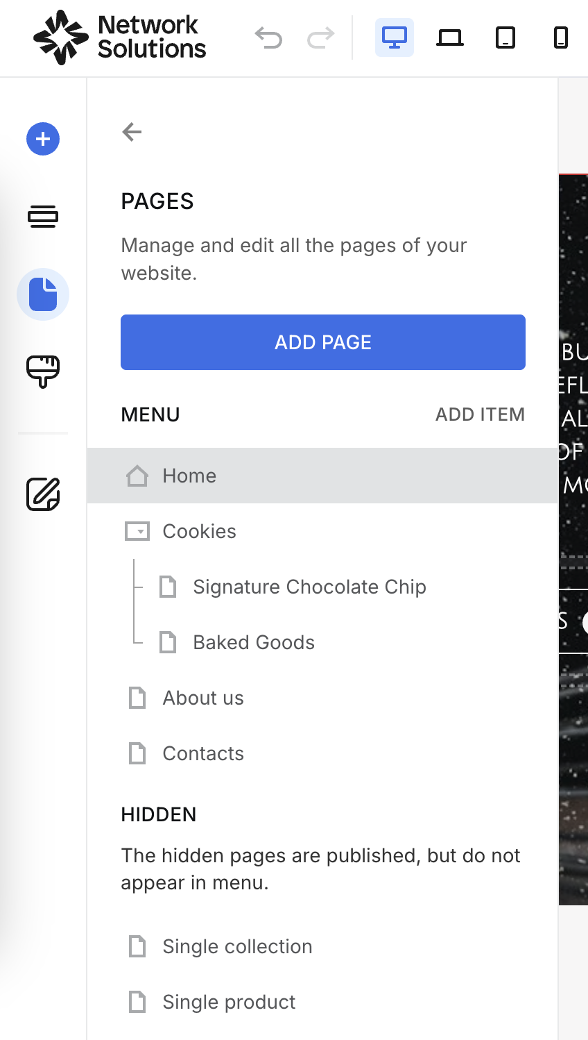 Network Solutions edit page layout