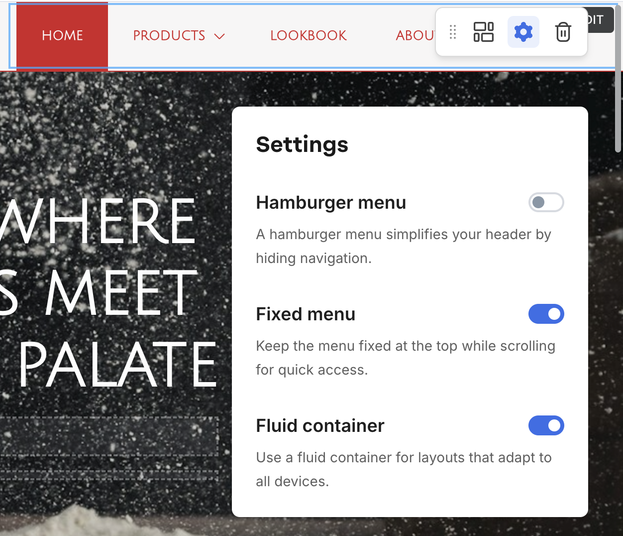 Network Solutions web builder customization of menu navigation
