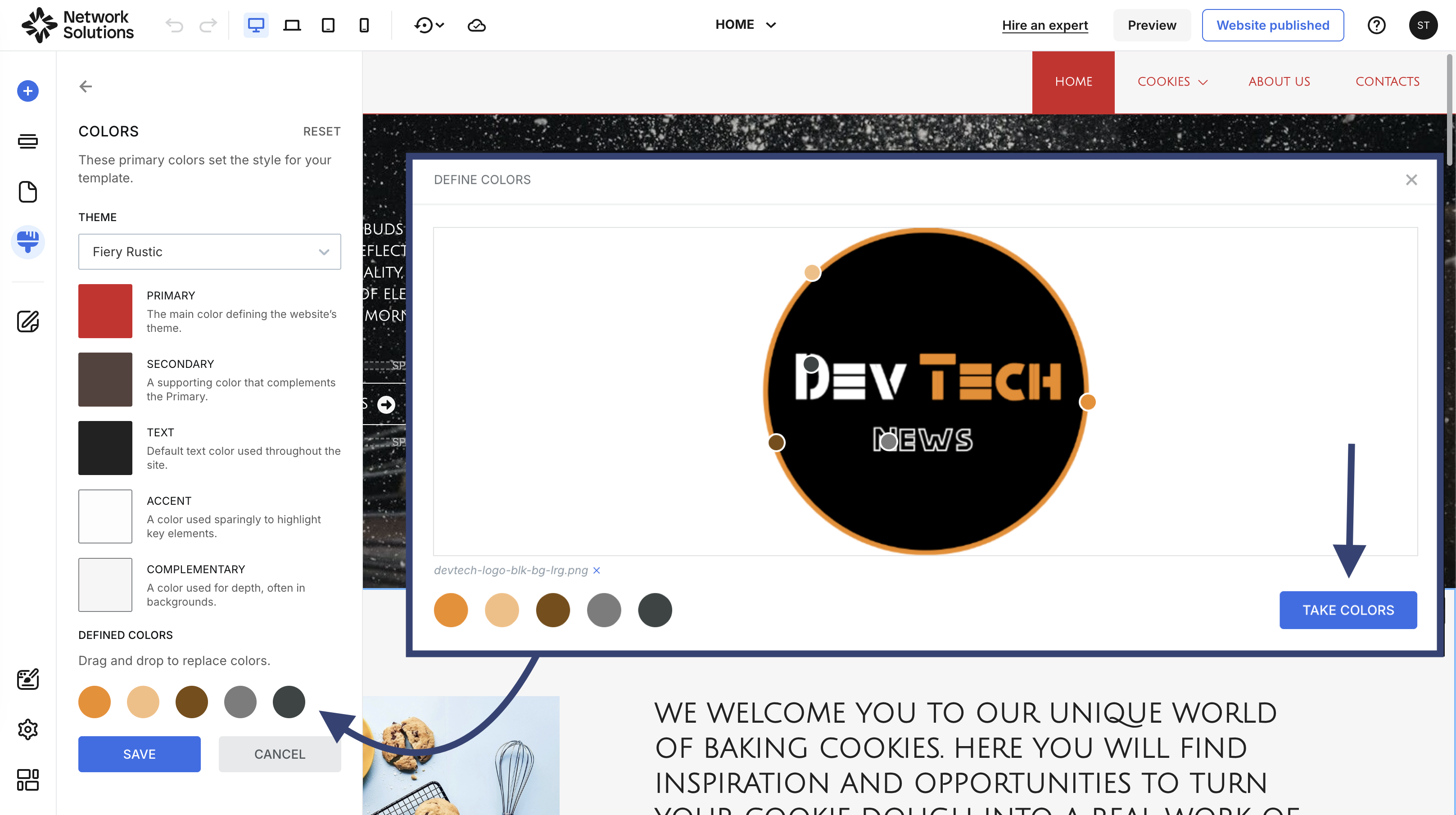 Network Solutions template customizer
