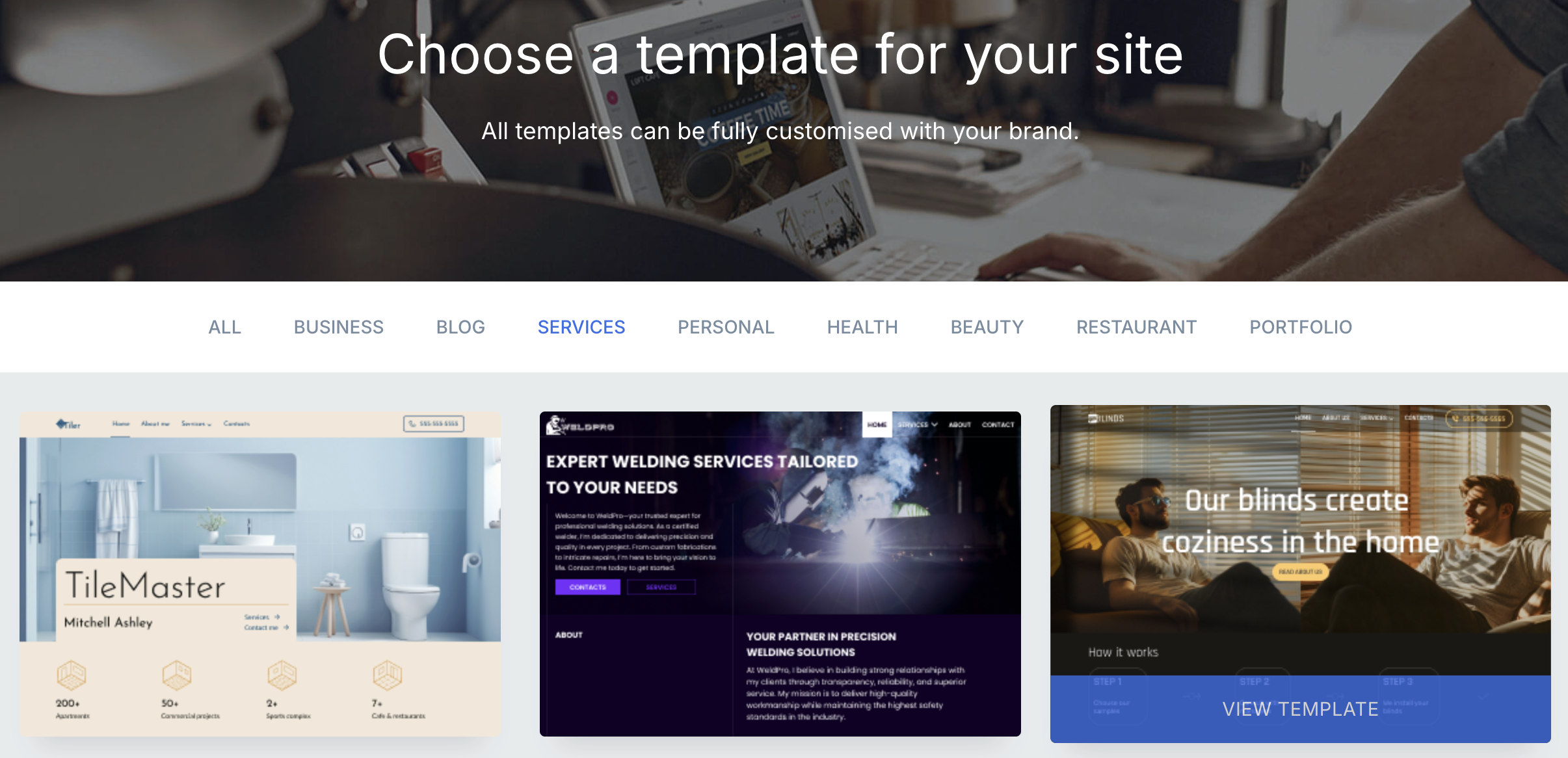 Network Solutions template selection