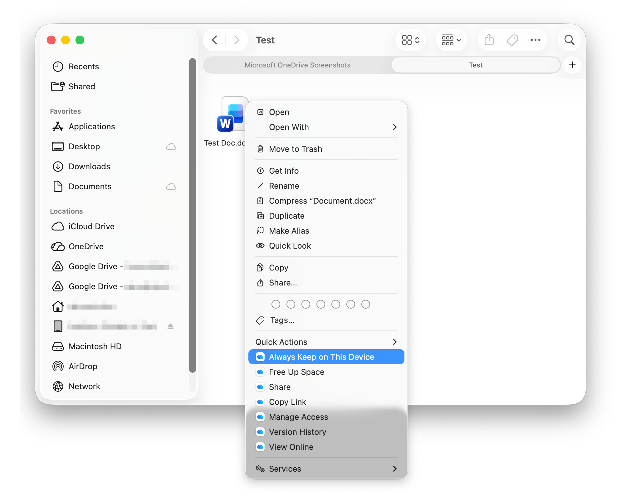OneDrive local storage
