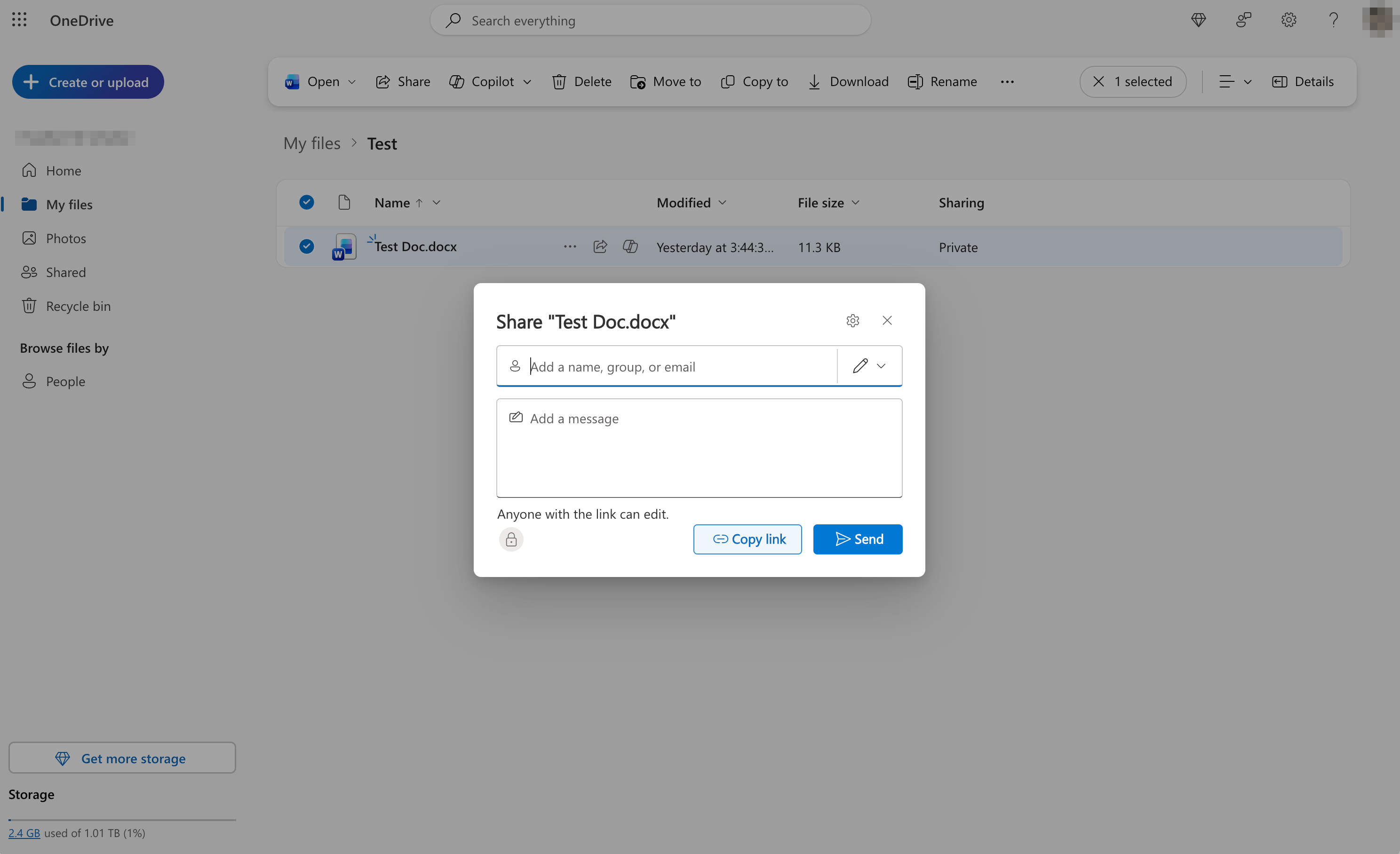OneDrive sharing