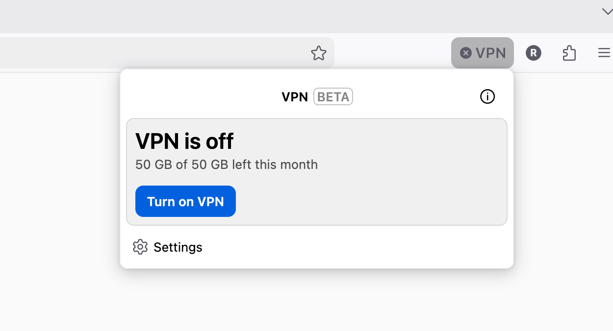 Activating Firefox VPN