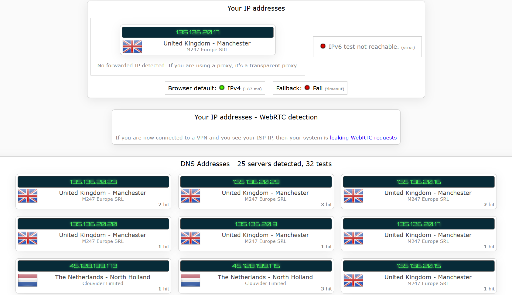 ExpressVPN's kill switch test results (pass)