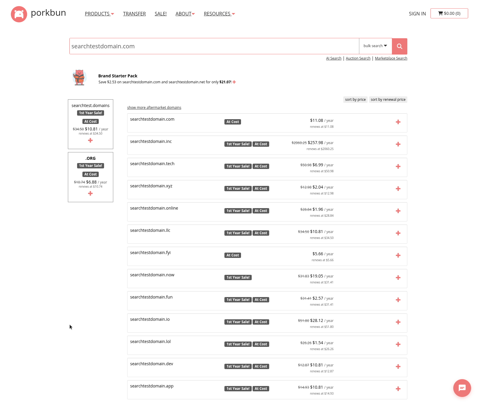 Porkbun domain registration