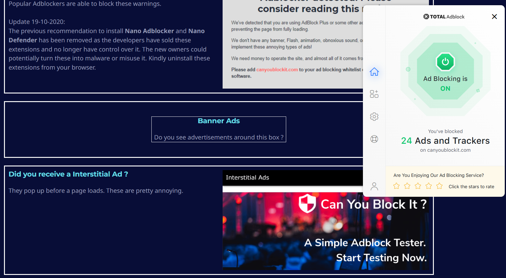 Total Adblock Can You Block it results (3/3).