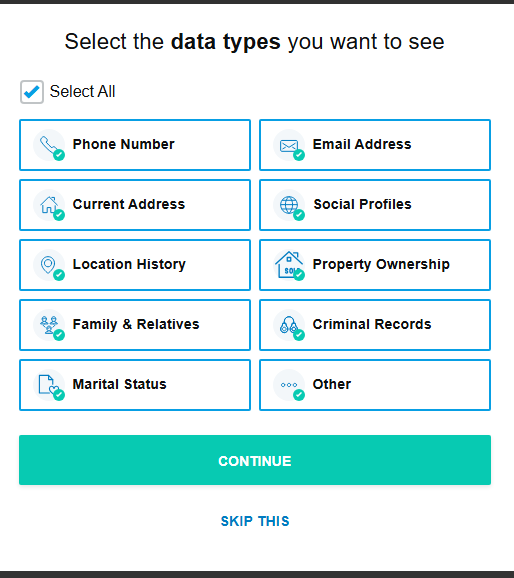 Example of personal data search using Spokeo