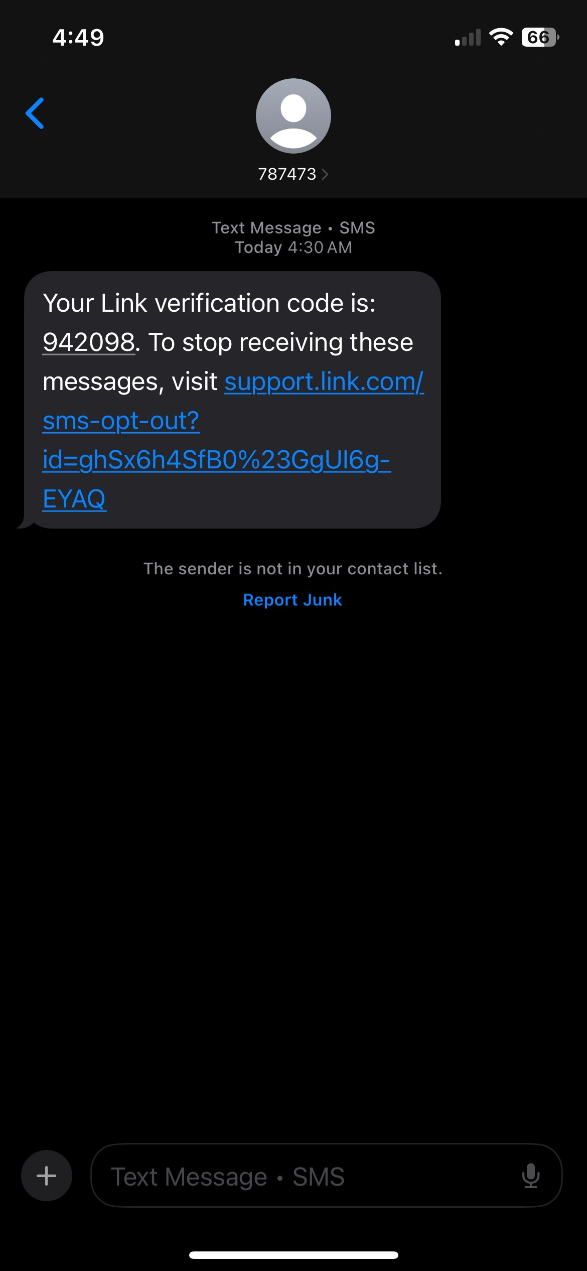 Kate Quinlan's first 2FA SMS notification June 2, 2026