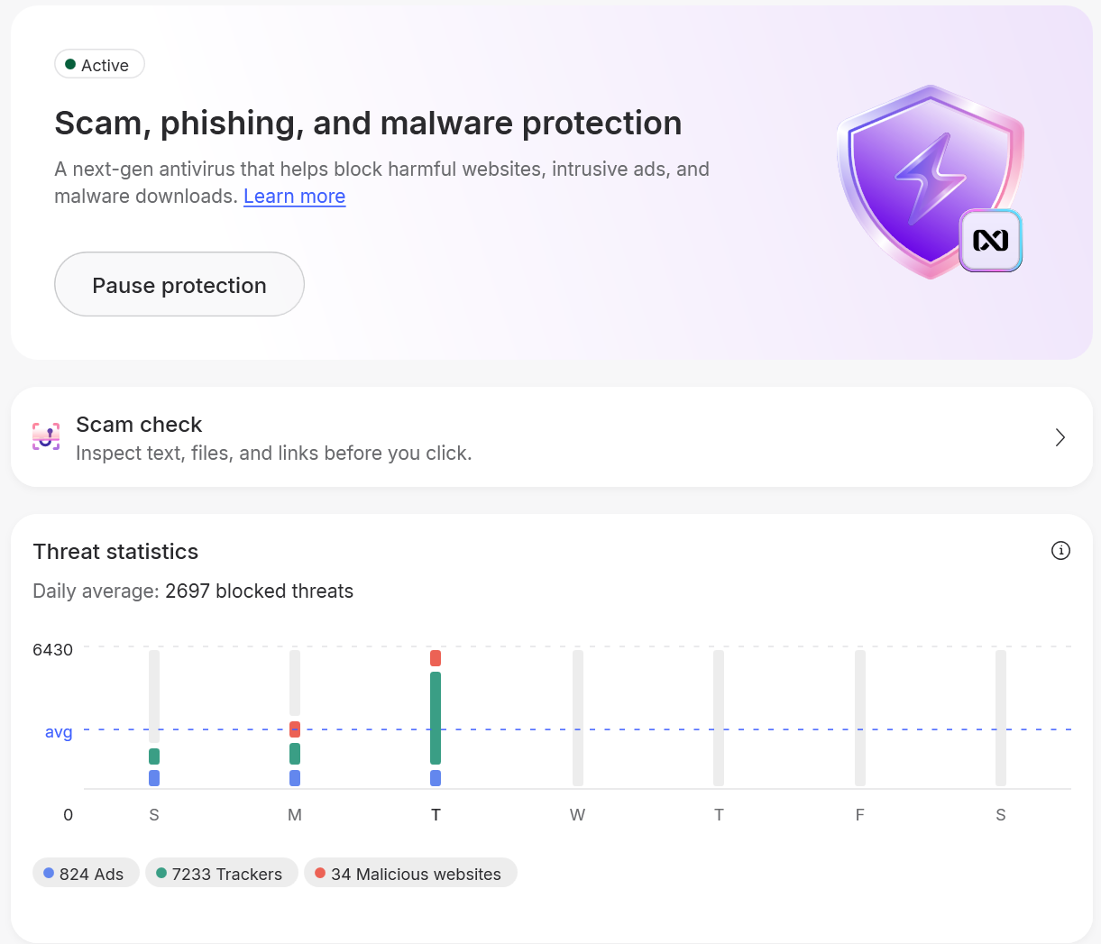 NordVPN next-gen antivirus dashboard