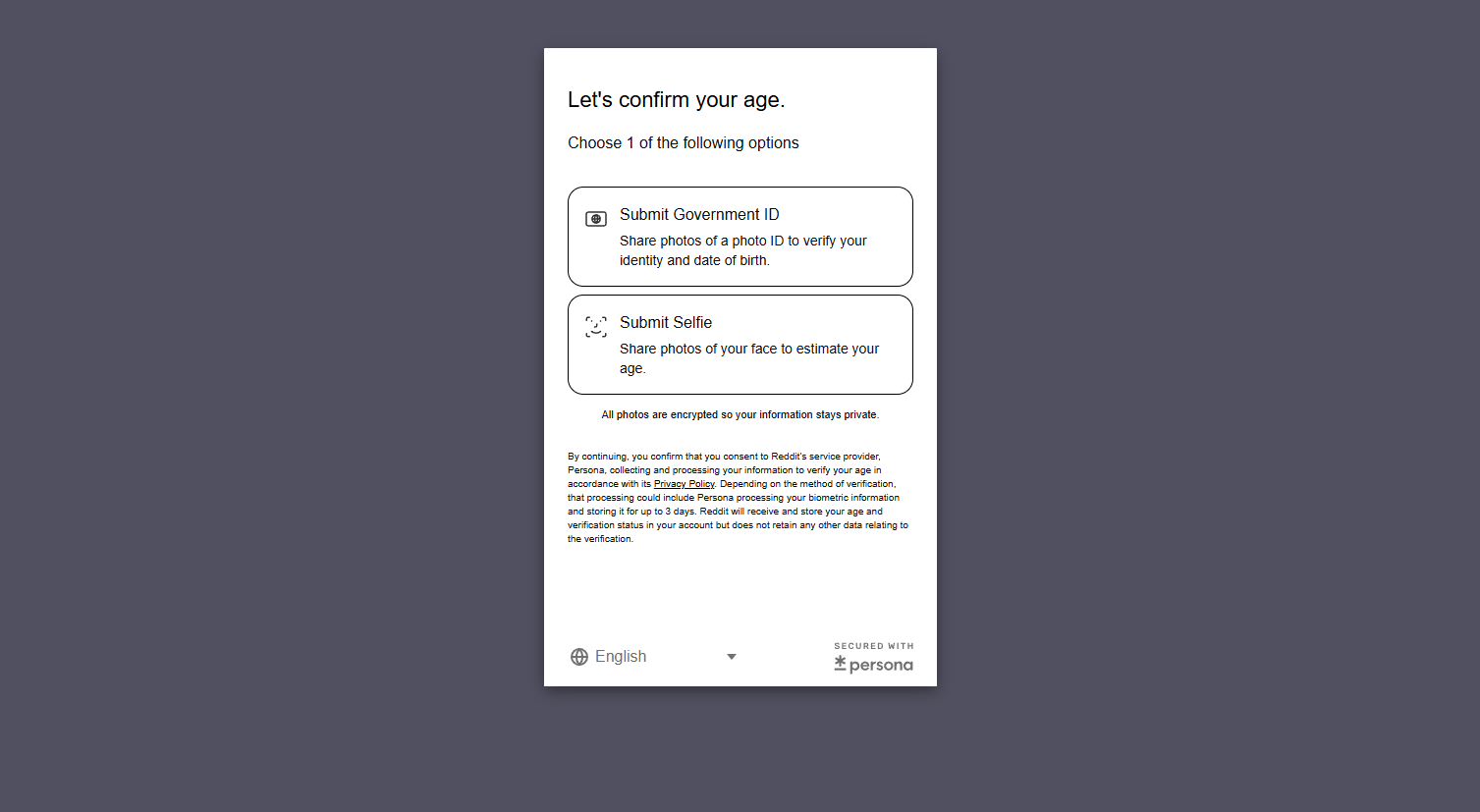 The third party age verification platform, Persona.