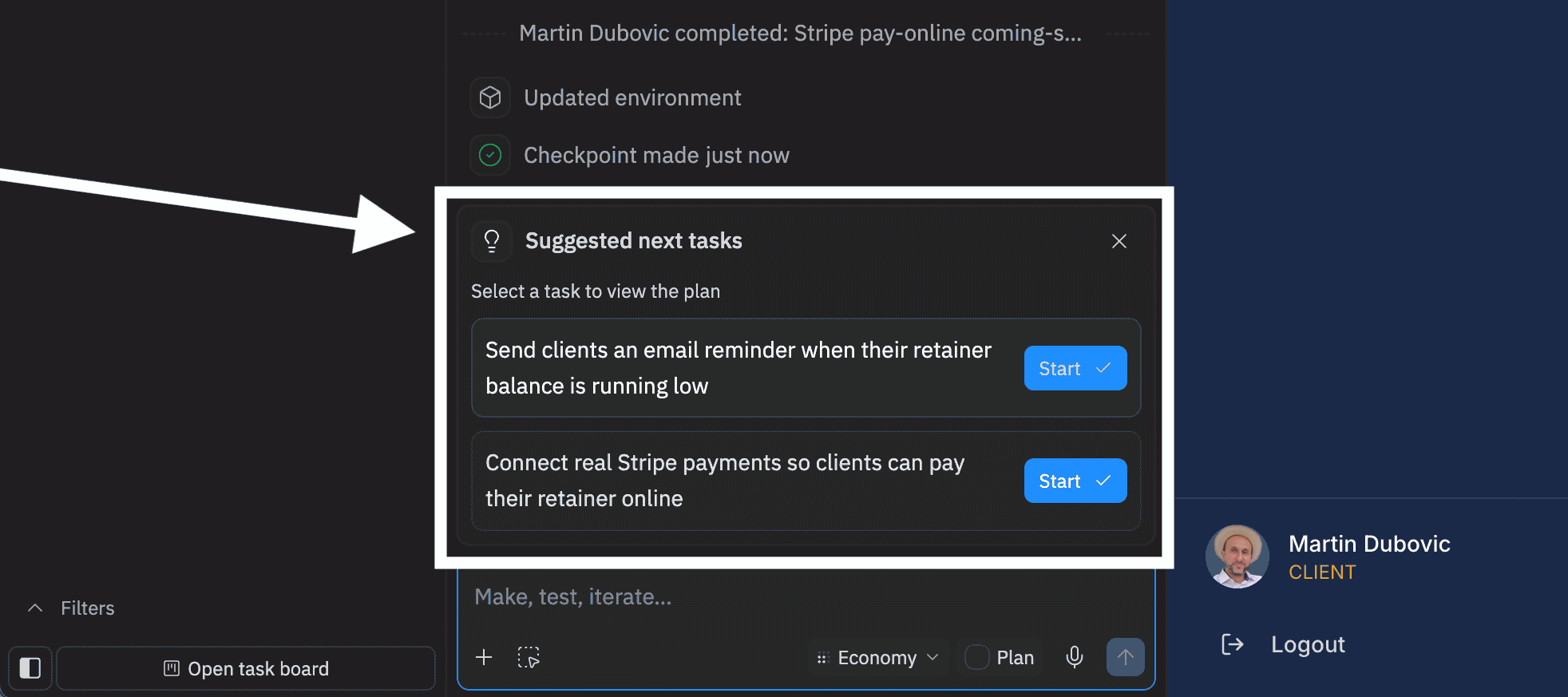 Using Replit "suggested next tasks" for All About Cookies test