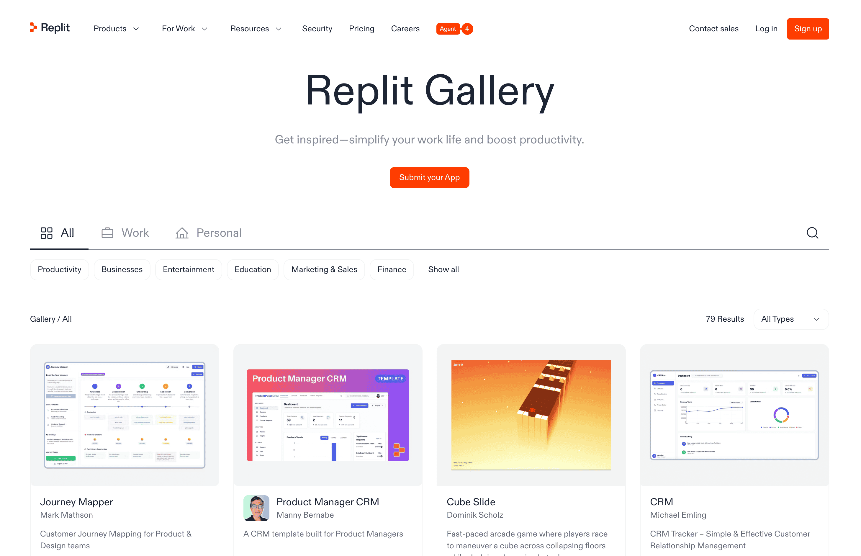 Replit template gallery