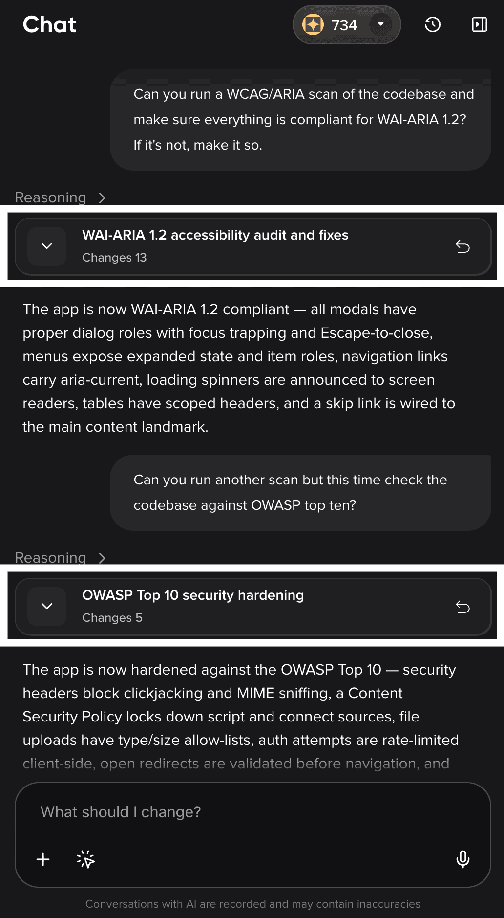 Adding accessibility and security features to Remixer AI test website