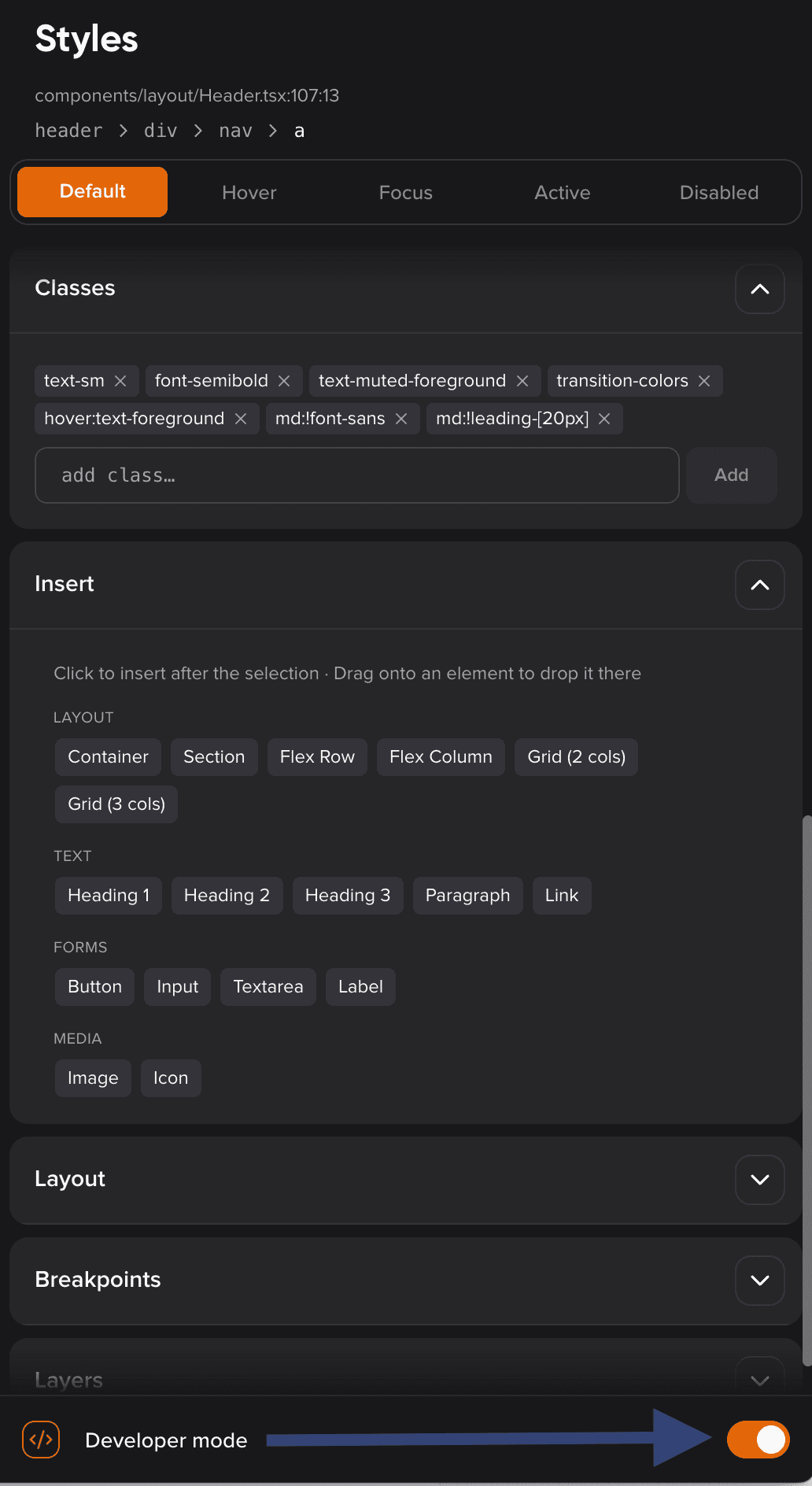 Remixer AI builder developer mode feature
