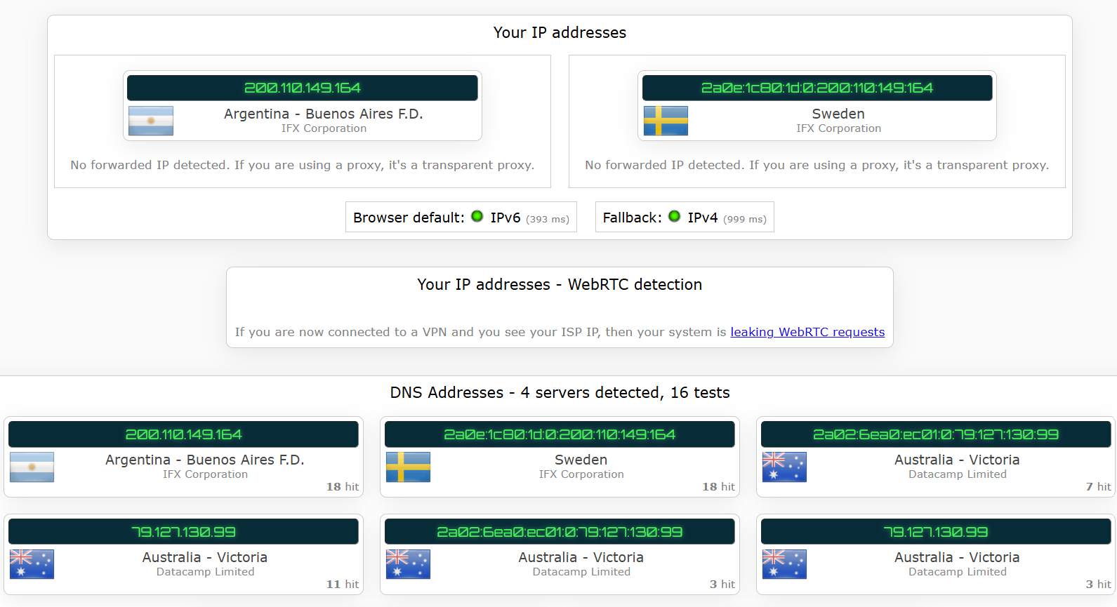 Malwarebytes Privacy VPN's kill switch test results (pass)