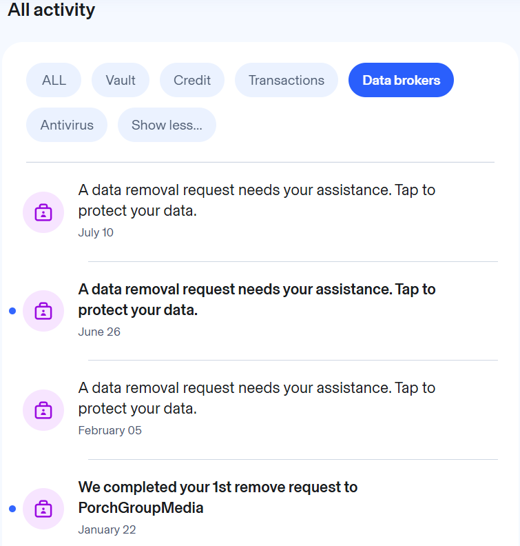 Aura Data Removal activity