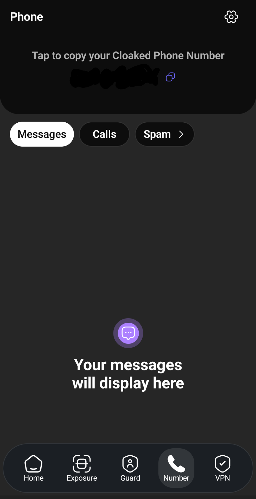Cloaked phone number alias feature on Android