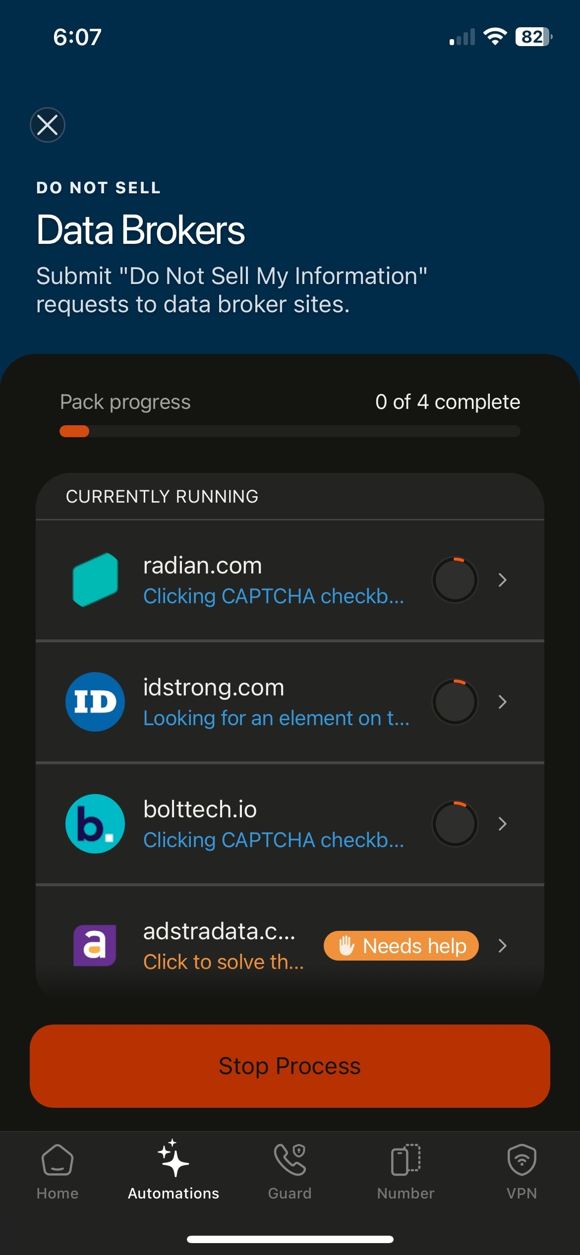 Running data removal automations with Cloaked on iPhone