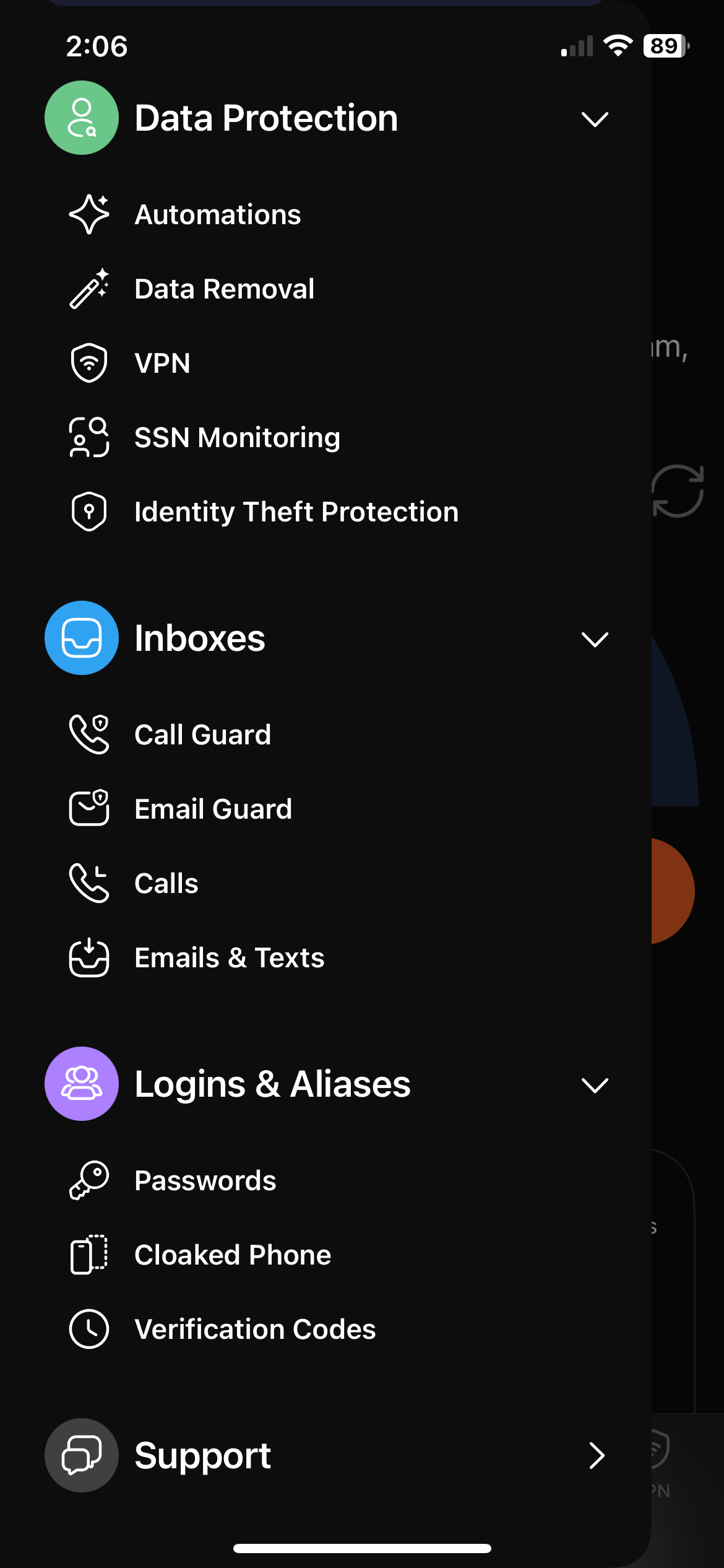 Cloaked main navigation on iPhone