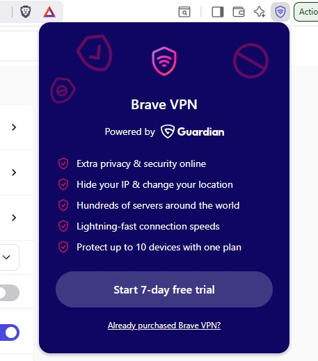 Brave VPN is a paid add-on