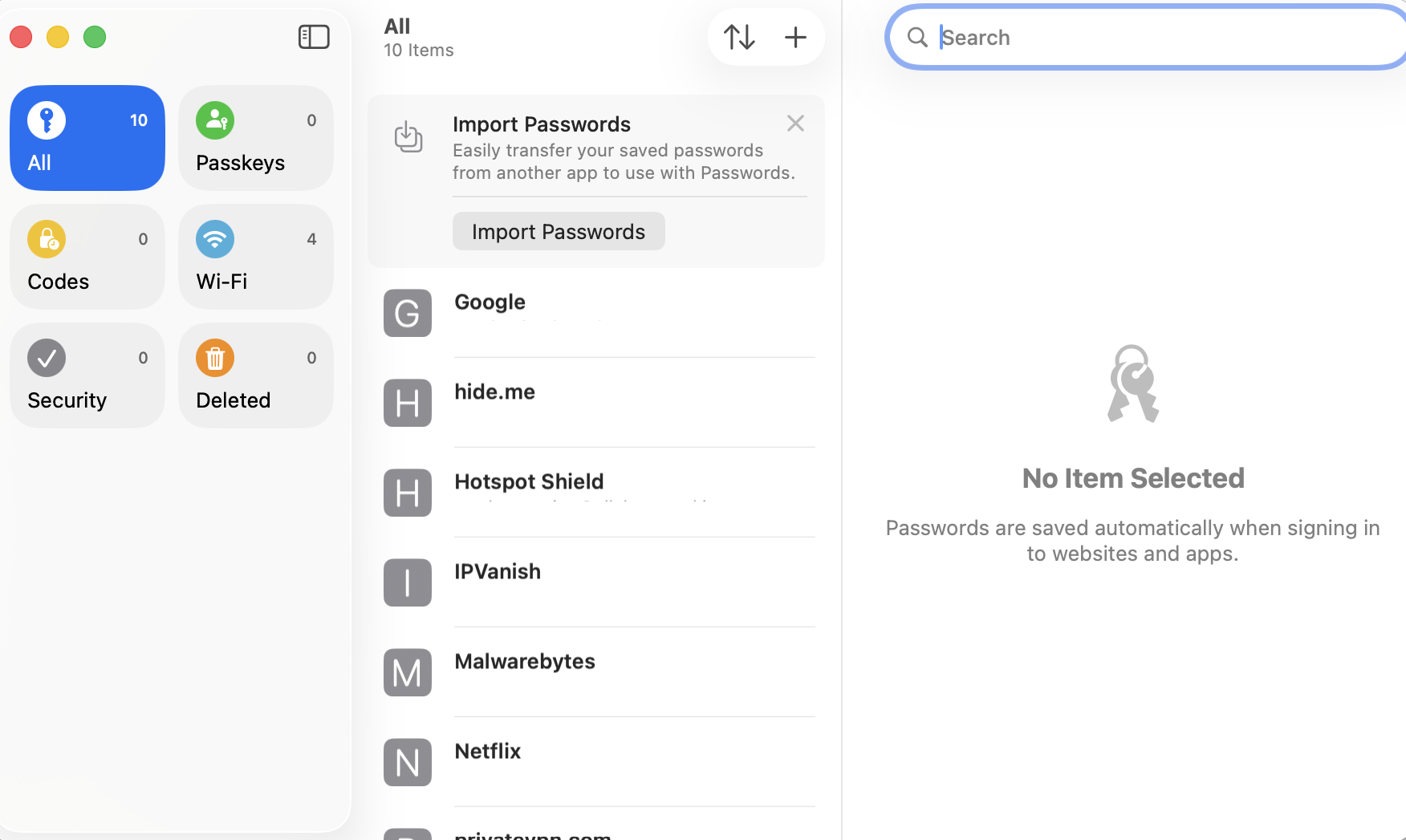 macOS Passwords app 