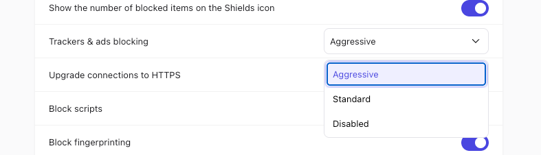 Enable Shields Aggressive blocking
