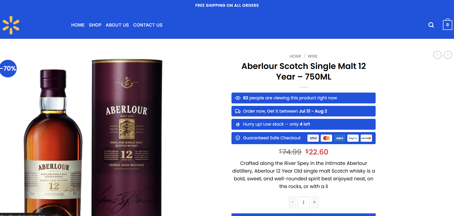 Example of an unrealistic discount on a fake Walmart website