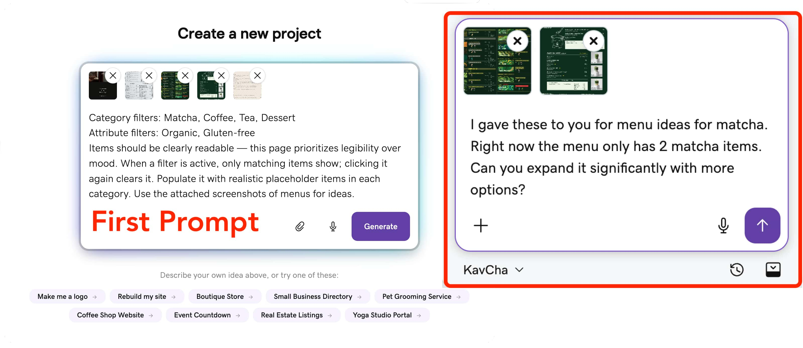 Making corrections to inspo prompt with GoDaddy Airo