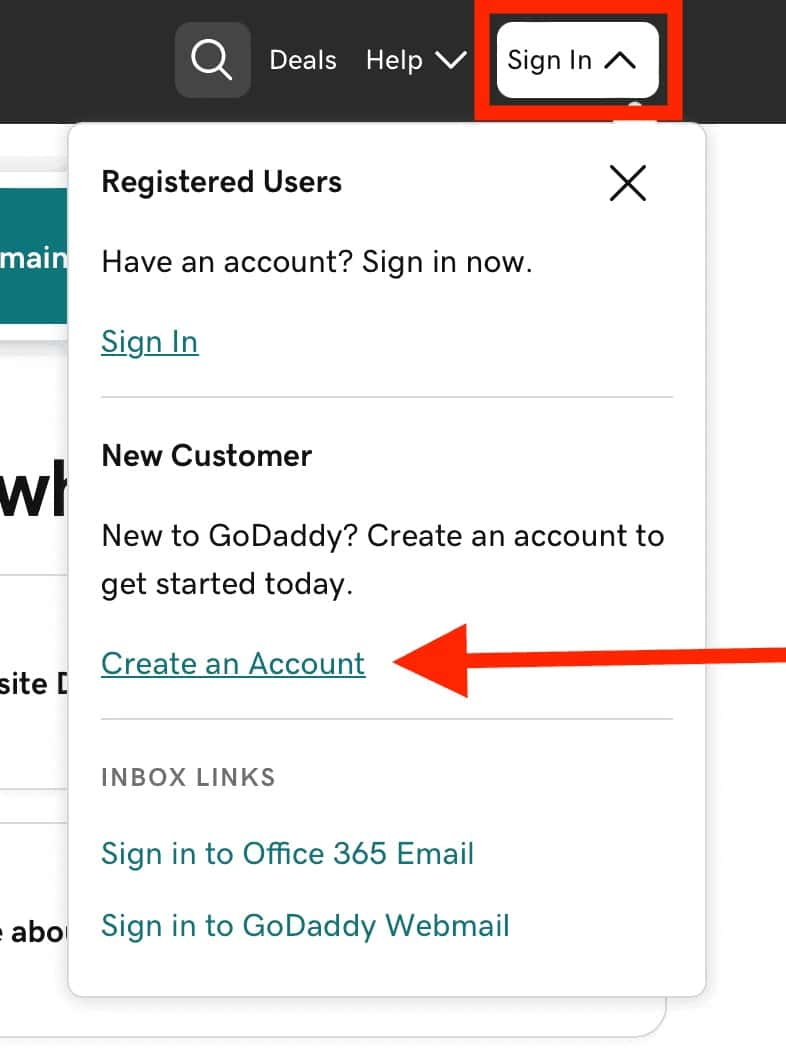 Create an Airo account via GoDaddy dashboard