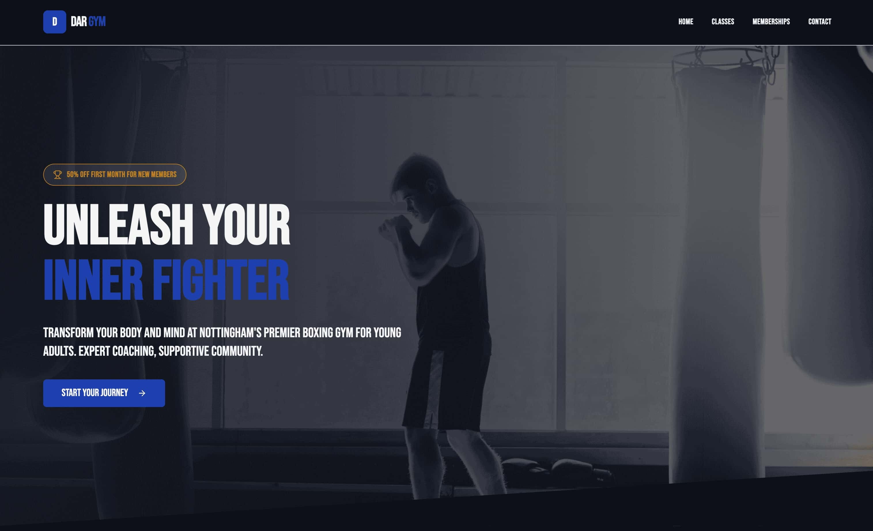 Dar Gym - Example of website built with GoDaddy Airo