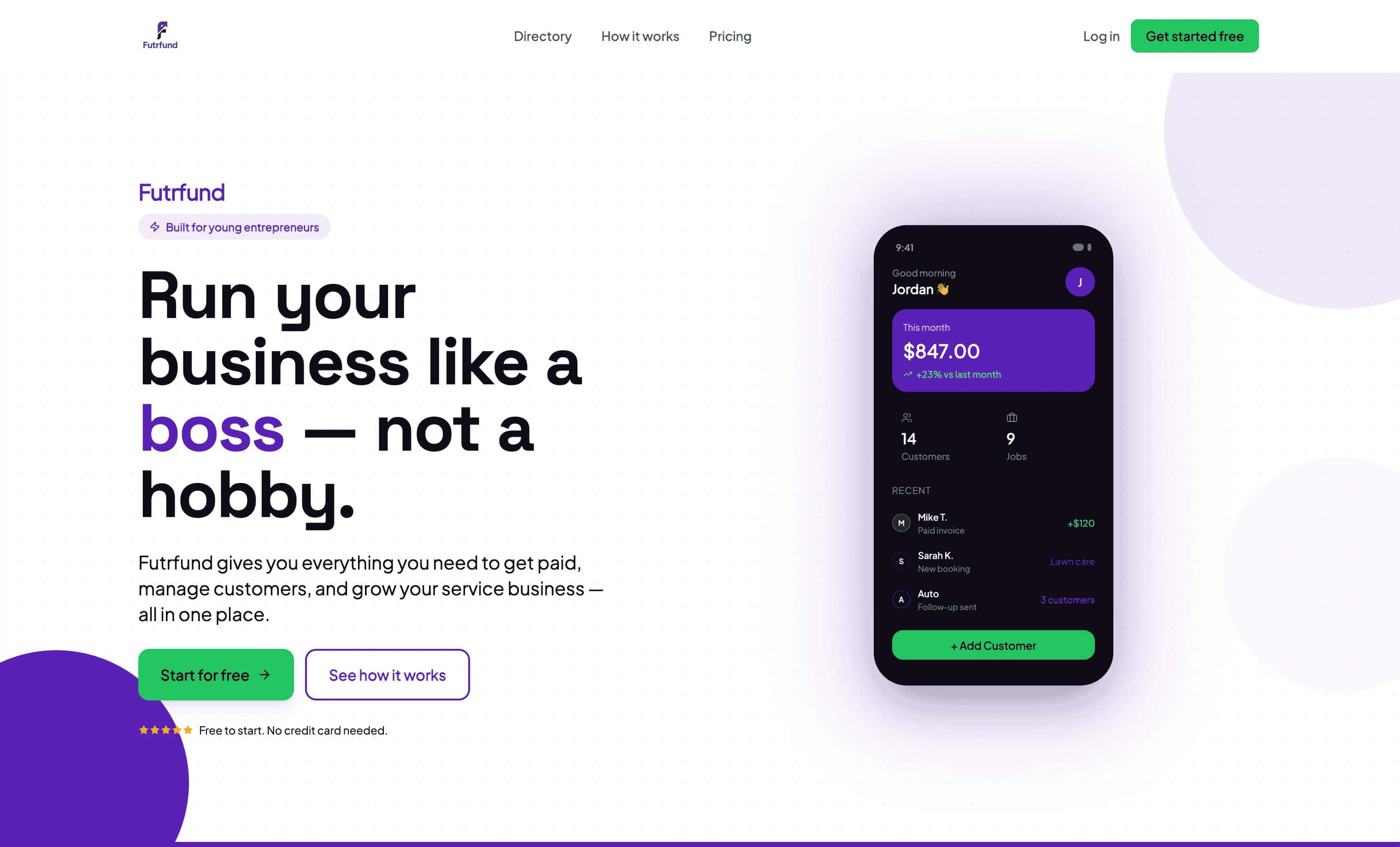 Futrfund - Example of website built with GoDaddy Airo