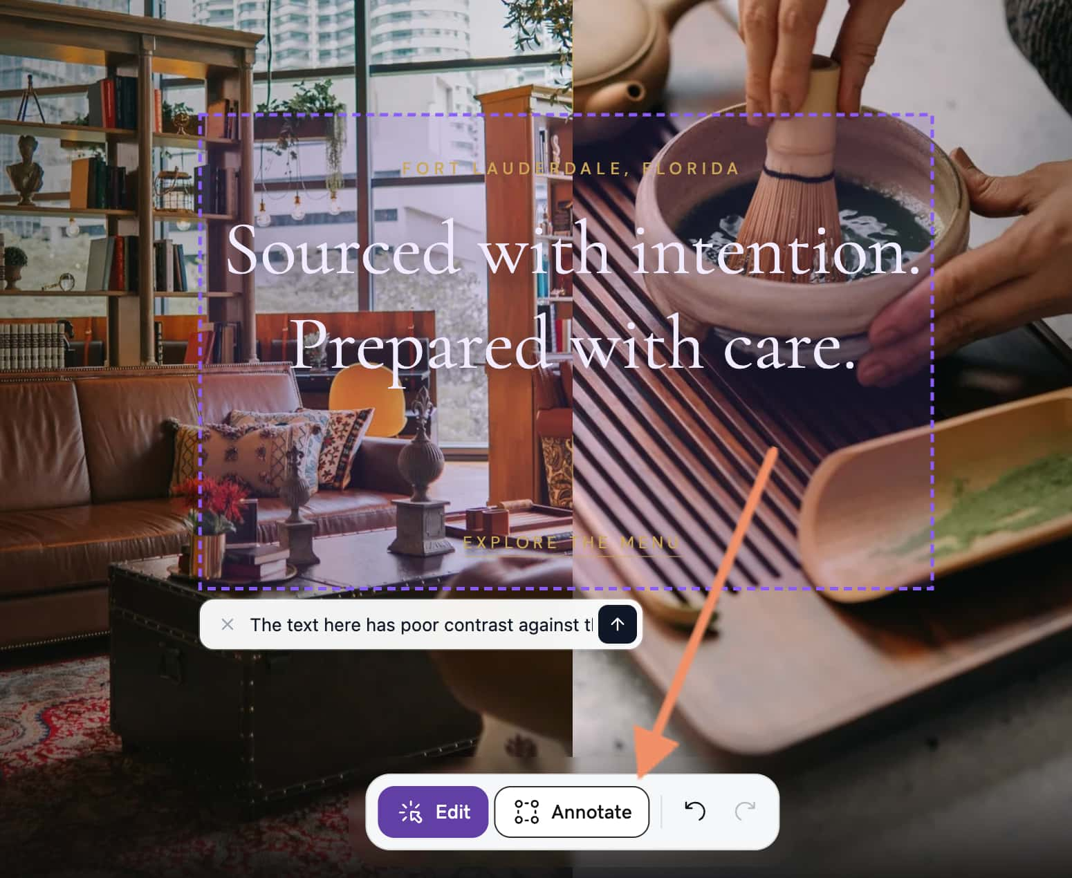 Using Airo Annotate feature to fix low contrast text