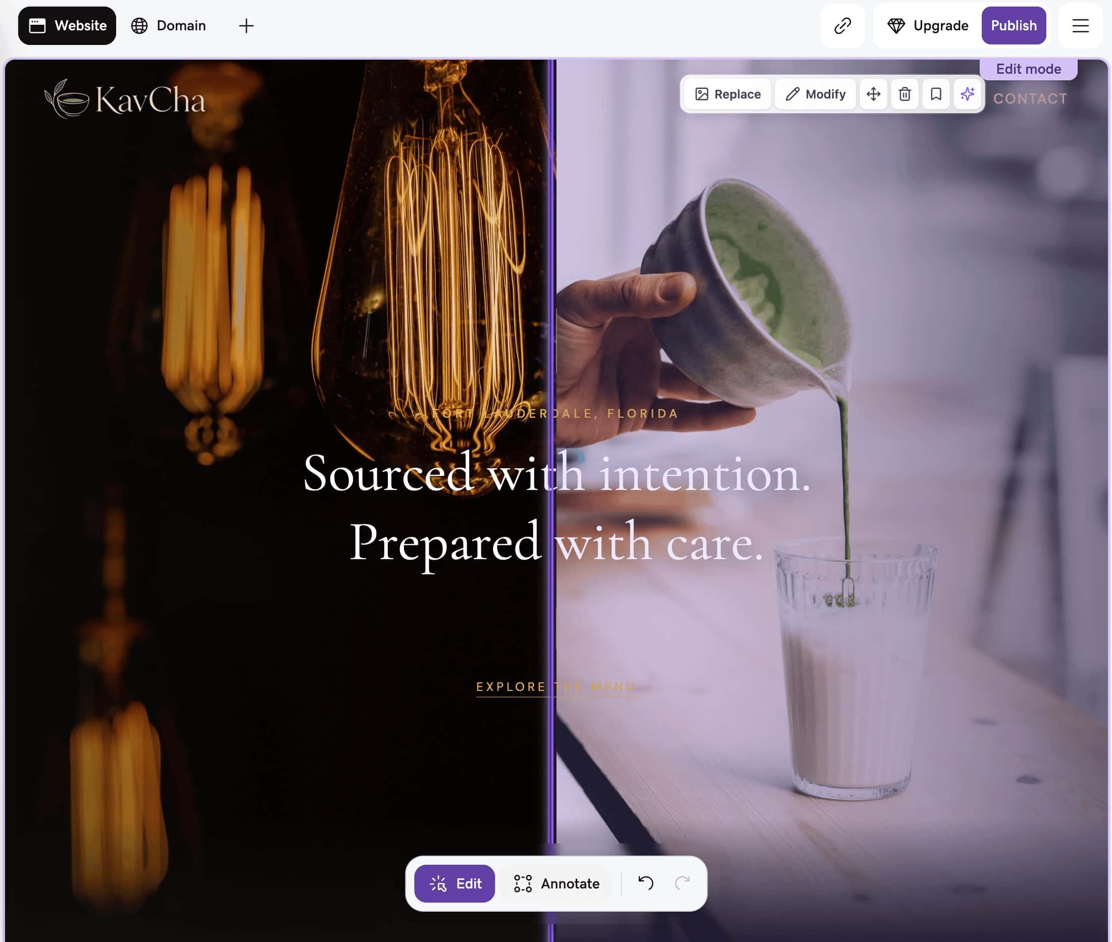GoDaddy Airo initial build hero section