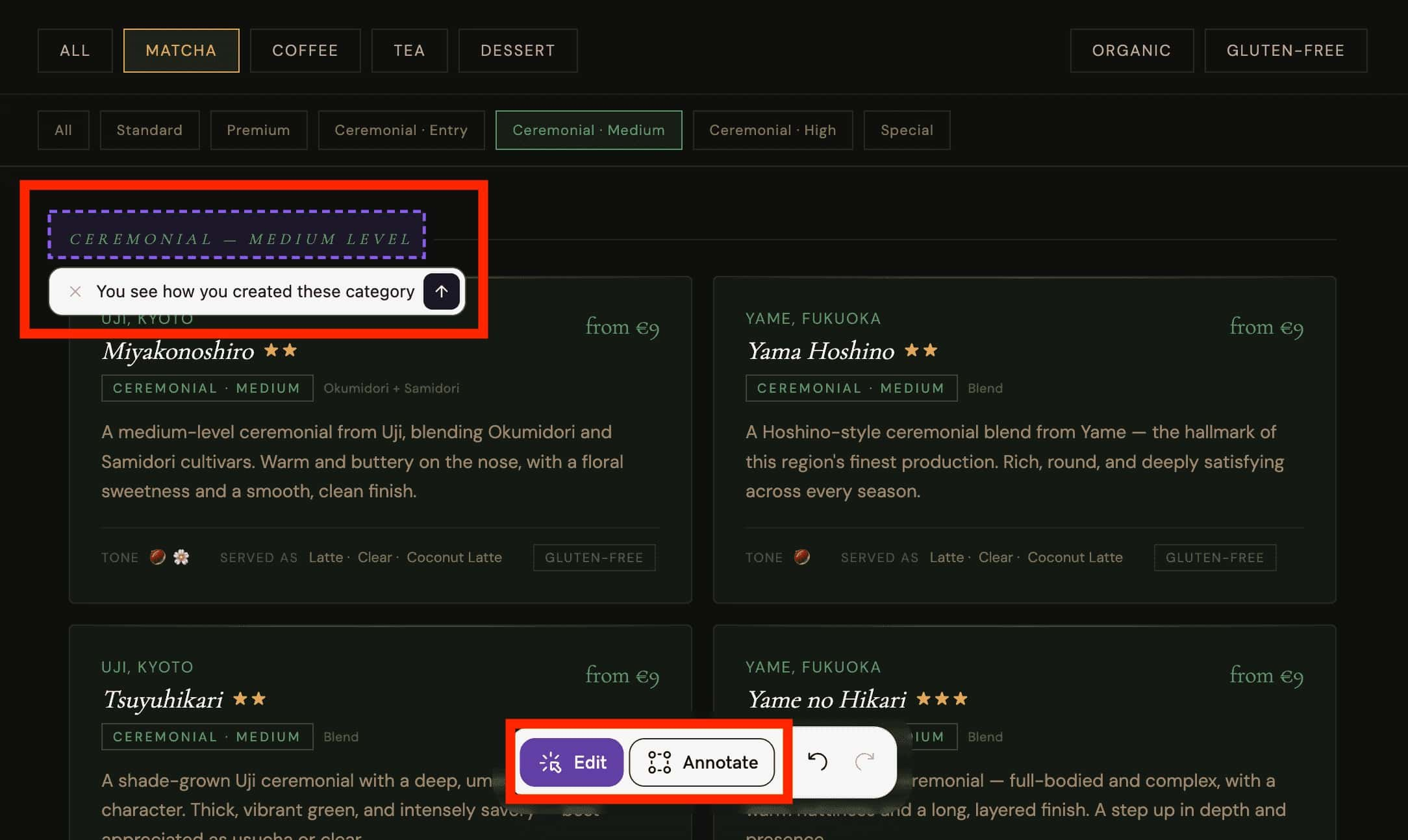 Using Airo Annotate to implement advanced menu changes