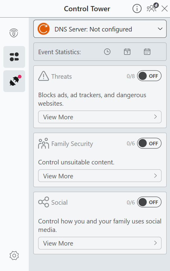 PrivadoVPN Control Tower settings