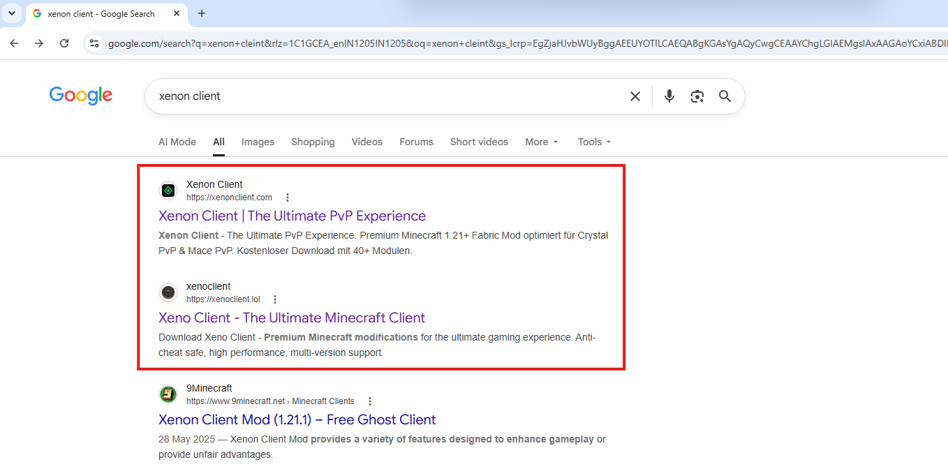 Xenon Client Google search